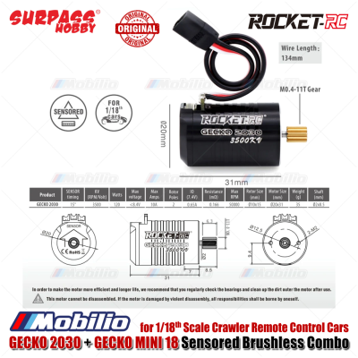 Surpass Hobby Rocket-RC GECKO 2030 & GECKO MINI 18 Sensored Brushless Combo for 1/18 Scale Crawler Remote Control Cars