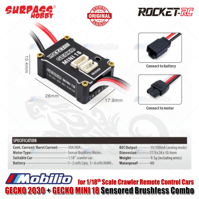 Surpass Hobby Rocket-RC GECKO 2030 & GECKO MINI 18 Sensored Brushless Combo for 1/18 Scale Crawler Remote Control Cars
