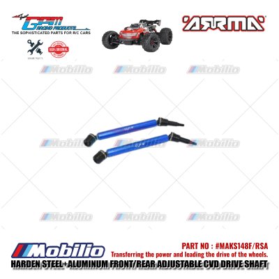 GPM Part #MAKS148F/RSA Hard Steel+Aluminum Front/Rear Adjustable CVD Drive Shaft RC Upgrade Arrma Kraton 4X4 4S BLX