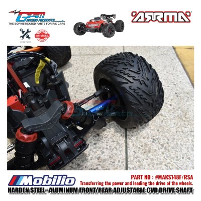 GPM Part #MAKS148F/RSA Hard Steel+Aluminum Front/Rear Adjustable CVD Drive Shaft RC Upgrade Arrma Kraton 4X4 4S BLX
