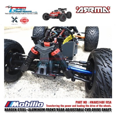 GPM Part #MAKS148F/RSA Hard Steel+Aluminum Front/Rear Adjustable CVD Drive Shaft RC Upgrade Arrma Kraton 4X4 4S BLX