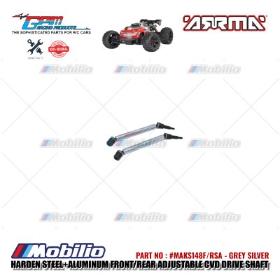GPM Part #MAKS148F/RSA Hard Steel+Aluminum Front/Rear Adjustable CVD Drive Shaft RC Upgrade Arrma Kraton 4X4 4S BLX