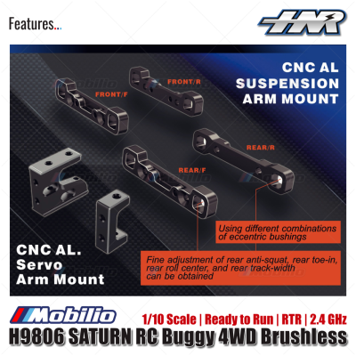 HNR H9806 SATURN RC Buggy 4WD Brushless 1/10 Scale Ready to Run RTR 2.4 GHz