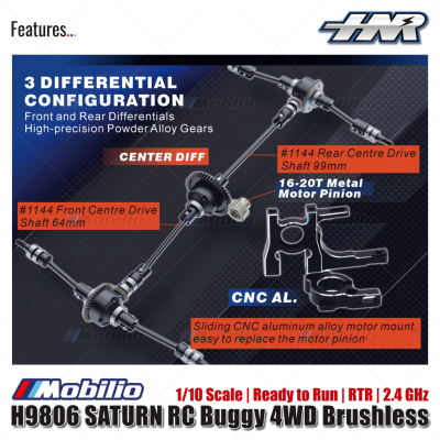 HNR H9806 SATURN RC Buggy 4WD Brushless 1/10 Scale Ready to Run RTR 2.4 GHz