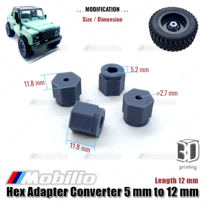 Upgrade Part - Hex Adapter Converter 5/12 mm Panjang 12 mm Rc Wheel