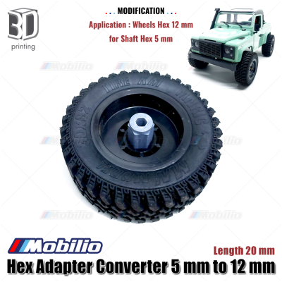Upgrade Part - Hex Adapter Converter 5/12 mm Panjang 20 mm Rc Wheel
