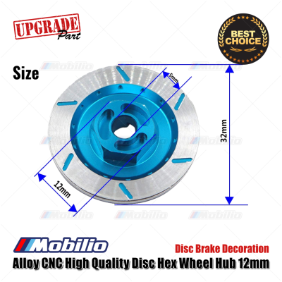 4 Pcs Metal Alloy CNC High Quality 12 mm Wheel Rim Hex Hub Disc Brake