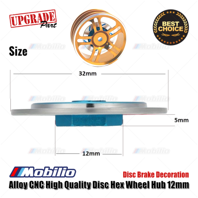 4 Pcs Metal Alloy CNC High Quality 12 mm Wheel Rim Hex Hub Disc Brake