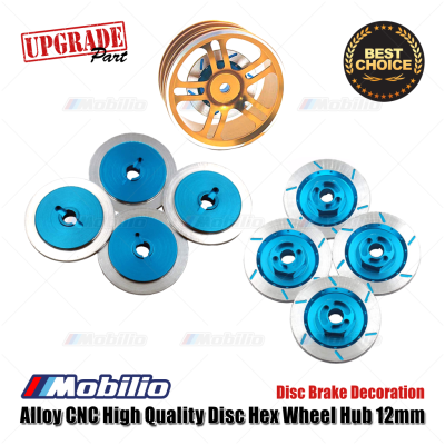 4 Pcs Metal Alloy CNC High Quality 12 mm Wheel Rim Hex Hub Disc Brake