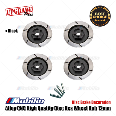4 Pcs Metal Alloy CNC High Quality 12 mm Wheel Rim Hex Hub Disc Brake