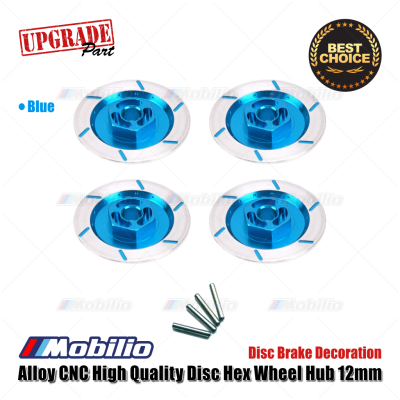 4 Pcs Metal Alloy CNC High Quality 12 mm Wheel Rim Hex Hub Disc Brake