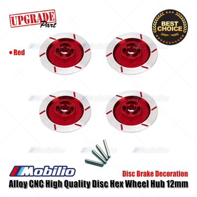 4 Pcs Metal Alloy CNC High Quality 12 mm Wheel Rim Hex Hub Disc Brake