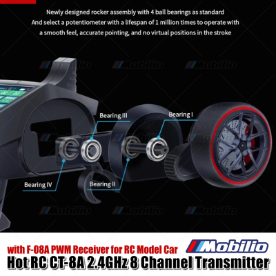 HotRC CT-8A 2.4GHz 8 Channel Transmitter with F-08A PWM Receiver
