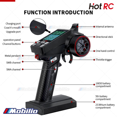 HotRC CT-8A 2.4GHz 8 Channel Transmitter with F-08A PWM Receiver