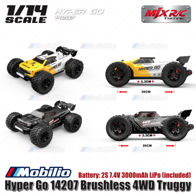MJX Hyper Go 14207 62KPH Brushless 1:14 Scale Truck with Battery 2S 7.4V 3000mAh LiPo (included)