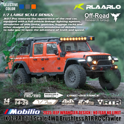 Rlaarlo JK07 PRO 1/7 Scale 4WD Brushless RTR 2.4GHz RC Crawler Adventure Wrangler 2025 Remote Control