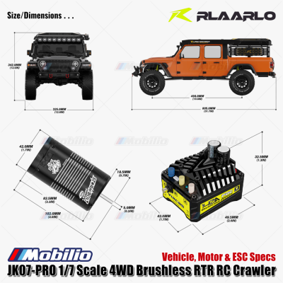 Rlaarlo JK07 PRO 1/7 Scale 4WD Brushless RTR 2.4GHz RC Crawler Adventure Wrangler 2025 Remote Control