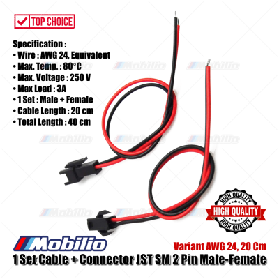 1 Set Cable + Connector JST SM 2 Pin Kabel Konektor Male & Female