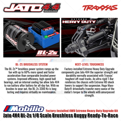 Traxxas Jato 4X4 BL-2s 1/8 Scale Brushless Buggy RTR Factory Installed 4WD Extreme Heavy-Duty Upgrade Kit