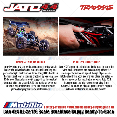 Traxxas Jato 4X4 BL-2s 1/8 Scale Brushless Buggy RTR Factory Installed 4WD Extreme Heavy-Duty Upgrade Kit
