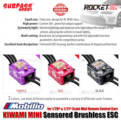 Surpass Hobby Rocket-RC KIWAMI MINI Sensored Brushless ESC for 1/28 & 1/27 Scale Mini Remote Control Cars