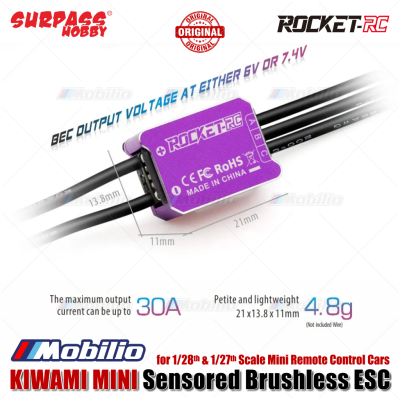 Surpass Hobby Rocket-RC KIWAMI MINI Sensored Brushless ESC for 1/28 & 1/27 Scale Mini Remote Control Cars