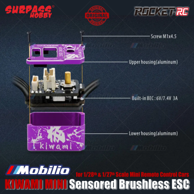 Surpass Hobby Rocket-RC KIWAMI MINI Sensored Brushless ESC for 1/28 & 1/27 Scale Mini Remote Control Cars
