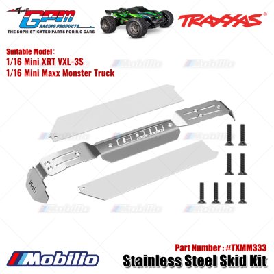 GPM Part #TXMM333 Stainless Steel Skid Kit for Traxxas 1/16 Mini XRT VXL 3S / Mini Maxx Monster Truck Upgrade Parts