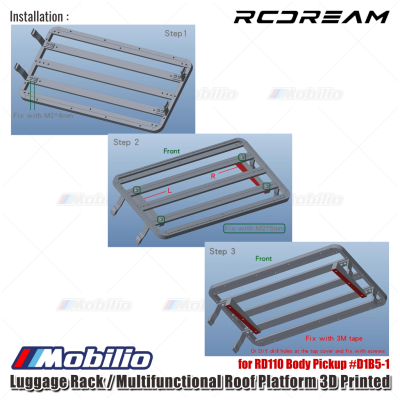 RCDream Luggage Rack / Multifunctional Roof Platform 3D Printed for RD110 Body Pickup #D1B5-1