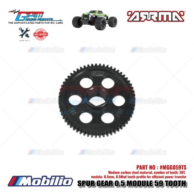 GPM Part #MGG059TS Medium Carbon Steel Spur Gear 0.5 Module 59 Tooth RC Arrma Granite Typhon Grom Mega