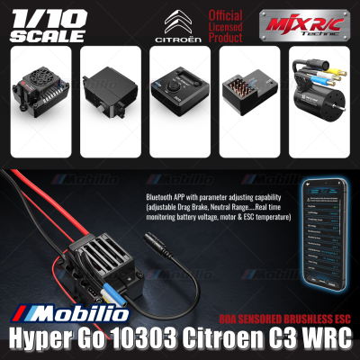 MJX Hyper Go 10303 (DC) 70KPH Brushless 1:10 Scale Citroen C3 WRC Rally Car with Battery 2S 5000 and Charger