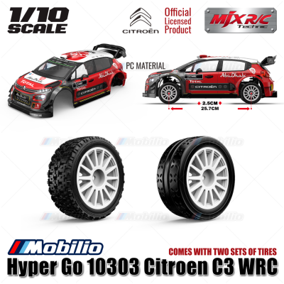 MJX Hyper Go 10303 (DC) 70KPH Brushless 1:10 Scale Citroen C3 WRC Rally Car with Battery 2S 5000 and Charger