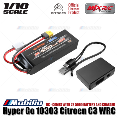 MJX Hyper Go 10303 (DC) 70KPH Brushless 1:10 Scale Citroen C3 WRC Rally Car with Battery 2S 5000 and Charger