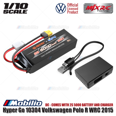 MJX Hyper Go 10304 (DC) 70KPH Brushless 1:10 Scale VW Polo Rally Car with Battery 2S 5000 and Charger