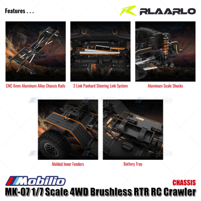 Rlaarlo MK-07 1/7 Scale 4WD Brushless RTR 2.4GHz RC Crawler Hand-Painted Dinosaur Themed Design Adventure Remote Control