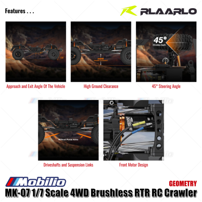 Rlaarlo MK-07 1/7 Scale 4WD Brushless RTR 2.4GHz RC Crawler Hand-Painted Dinosaur Themed Design Adventure Remote Control