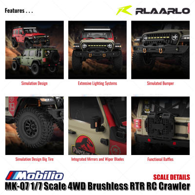 Rlaarlo MK-07 1/7 Scale 4WD Brushless RTR 2.4GHz RC Crawler Hand-Painted Dinosaur Themed Design Adventure Remote Control