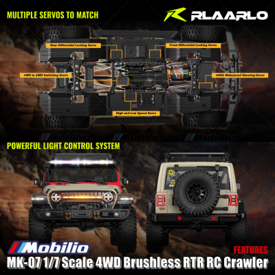 Rlaarlo MK-07 1/7 Scale 4WD Brushless RTR 2.4GHz RC Crawler Hand-Painted Dinosaur Themed Design Adventure Remote Control
