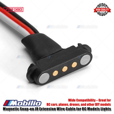 Magnetic Snap-on JR Extension Wire Cable for RC Models Lights Great for RC Cars Planes Drones and other DIY Models