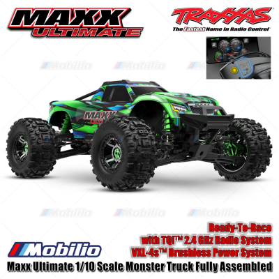 Traxxas 89087-4 Maxx Ultimate 1/10 Scale Monster Truck Fully Assembled RTR Ready-To-Race RC with TQi 2.4 GHz Radio System VXL-4S Brushless Power System