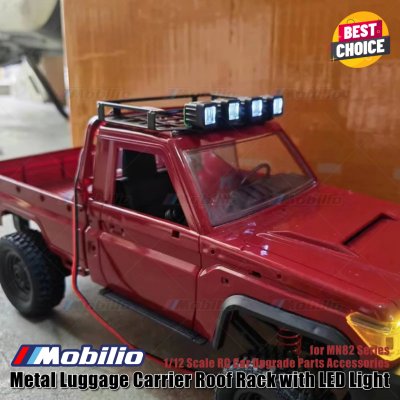 Metal Luggage Carrier Roof Rack with LED Light for MN82 Series 1/12 Scale RC Car Upgrade Parts Accessories