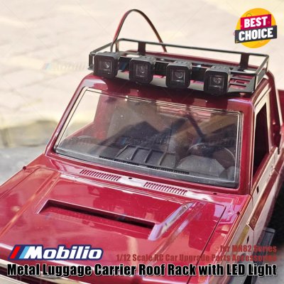 Metal Luggage Carrier Roof Rack with LED Light for MN82 Series 1/12 Scale RC Car Upgrade Parts Accessories