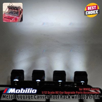 Metal Luggage Carrier Roof Rack with LED Light for MN82 Series 1/12 Scale RC Car Upgrade Parts Accessories