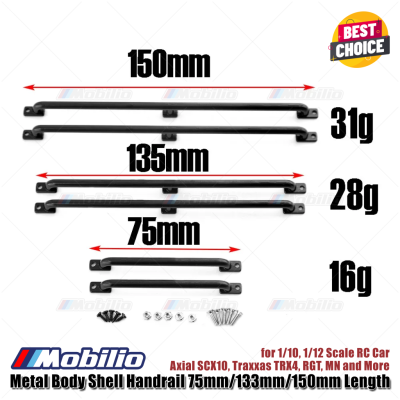 Accessories Metal Body Shell Handrail 75mm/133mm/150mm Length for 1/10 1/12 Scale RC Car Axial SCX10 Traxxas TRX4 RGT MN and More