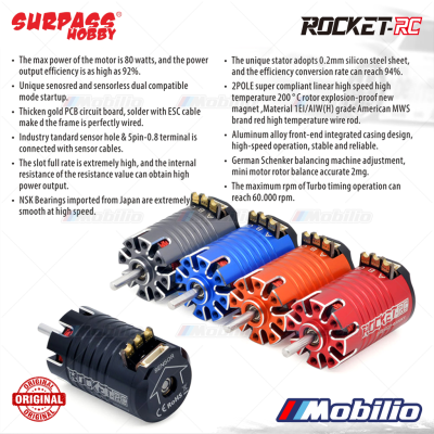 Surpass Hobby Rocket-RC MINI 1525 Sensored Brushless Motor 6800/5500/4500/3500 KV for 1/28 1/24 Scale Remote Control Cars