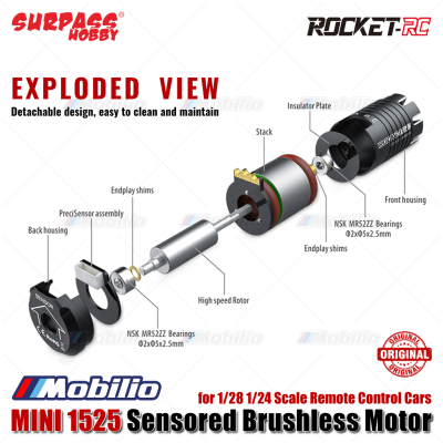 Surpass Hobby Rocket-RC MINI 1525 Sensored Brushless Motor 6800/5500/4500/3500 KV for 1/28 1/24 Scale Remote Control Cars