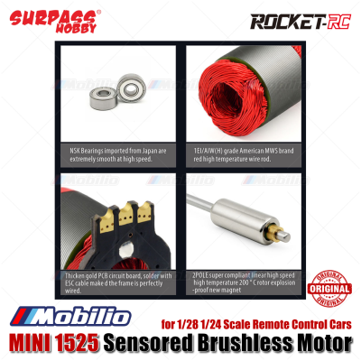 Surpass Hobby Rocket-RC MINI 1525 Sensored Brushless Motor 6800/5500/4500/3500 KV for 1/28 1/24 Scale Remote Control Cars