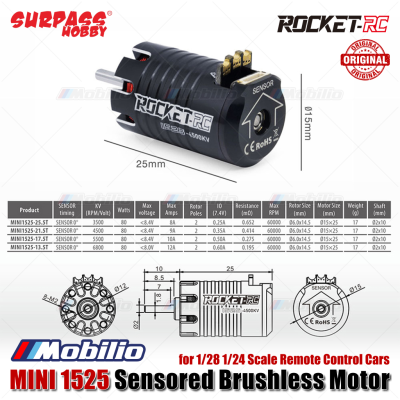 Surpass Hobby Rocket-RC MINI 1525 Sensored Brushless Motor 6800/5500/4500/3500 KV for 1/28 1/24 Scale Remote Control Cars