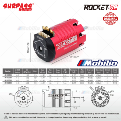 Surpass Hobby Rocket-RC MINI 2030 Sensored Brushless Motor 3500/4500/5500/6800KV for 1/18 Scale Remote Control Cars