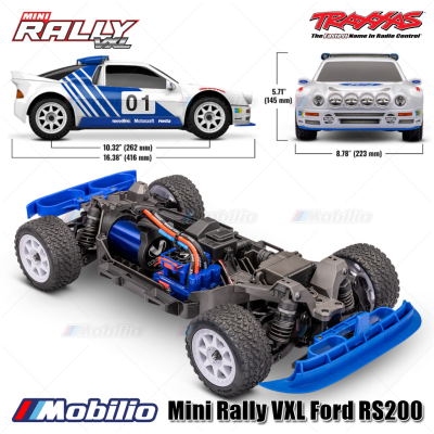 Traxxas 108046-1 Mini Rally VXL Ford RS200 Brushless Power System Clipless Body Fully Assembled RTR with TQi 2.4 GHz Radio System TSM